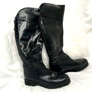 Franco Sarto black leather knee-high zipper boots
